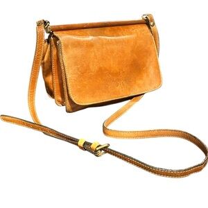 PATRICIA NASH Vintage Double Flap Chestnut Brown Crossbody Bag Roomy Conditioned